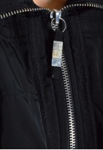 Y2K Black Padded Graphic Embroidered Minimal Bomber Jacket