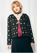 Vintage Silk Blazer 90s Sequin Bead Party Jacket in Black