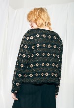 Vintage Silk Blazer 90s Sequin Bead Party Jacket in Black