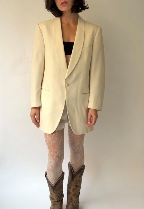 Vintage Off-White Wool Blazer
