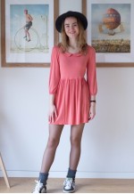 Salmon pink peter pan collar dress