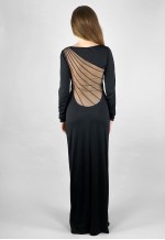 Louis Azzaro Black Long Sleeve Vintage 80's Maxi Dress