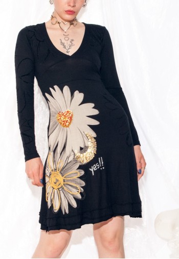 Vintage Y2K Desigual Dress in Black Printed