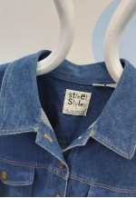 Y2K LIz Claiborne Patterned Sleeves Denim Jacket