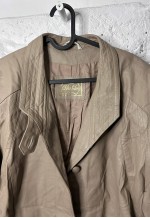 Vintage 80s Oversized Nude Leather Coat / Jacket - M