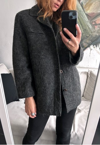 Vintage 70s Dark Gray Wool Jacket - M - L