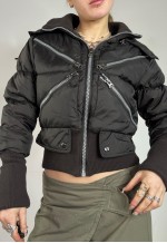 Vintage Y2K Puffer Jacket Zip Up Hood Utility Streetwear 00s