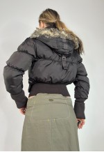 Vintage Y2K Puffer Jacket Zip Up Hood Utility Streetwear 00s