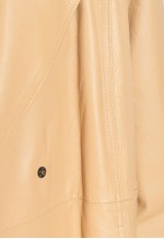 Vintage Leather Jacket 90s Trench Coat in Beige