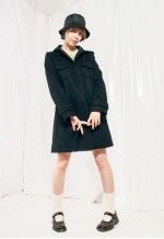 Vintage Coat Y2K Hooded Winter Jacket in Black Wool