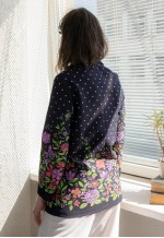 Vintage 70's Navy Flower Print/Polka Dot Jacket