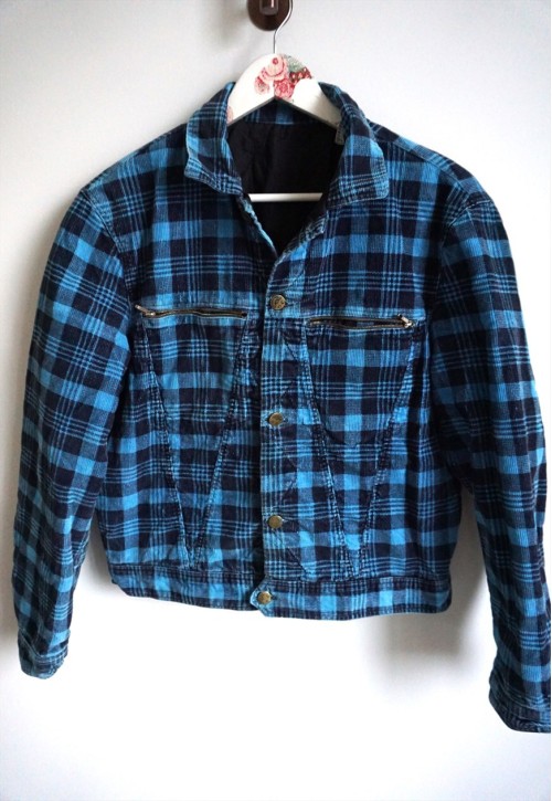 Vintage Velvet Jacket Blue Cropped Crop Oversize Blazer